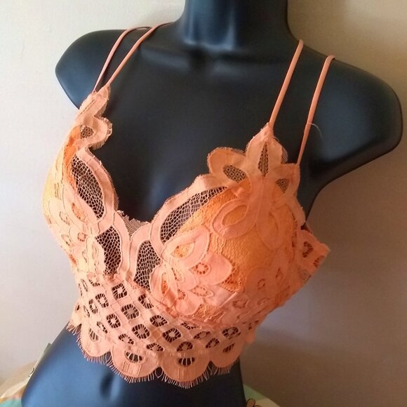 1X Sexy Lace Boudoir Bra & Matched Earrings! Mango Criss-Cross Spaghetti Straps - Picture 3 of 14